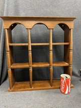 Vintage Solid Wood Curio Grooved Display Wall Shelf 20” Tall X 19.5” Wide - £43.66 GBP