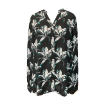 A/K Urban Womens Button Up Shirt Black Floral Long Sleeve Cuff Notch Nec... - $14.84