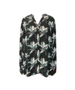 A/K Urban Womens Button Up Shirt Black Floral Long Sleeve Cuff Notch Nec... - £11.62 GBP