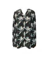 A/K Urban Womens Button Up Shirt Black Floral Long Sleeve Cuff Notch Nec... - $282.07 MXN