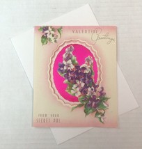 Vtg Unused MCM Valentine Greetings From Your Secret Pal Lilac Flower 937A - £13.64 GBP