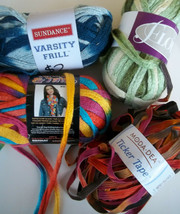 Ribbon Yarn 4 Skeins Moda Dea Ticker Tape Bernat Twist Flounce Varsity Frill - £15.56 GBP