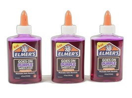 Elmer's Purple School Glue 3-Pack  Dries Clear 4 Ounces Each New - £13.08 GBP