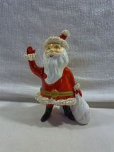 Vtg Japan Ceramic Christmas Spaghetti Trim Blue Rhinestone Eyes Santa Fi... - $50.63 CAD