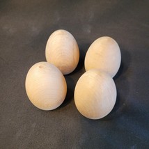 4 Wooden Eggs Unfinished 3.25&quot; Flat Bottom Easter Holiday Seasonal Craft... - $7.91