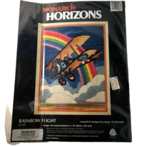 Janlynn Monarch Horizons Rainbow Flight Long Stitch Kit LS137 Biplane Vtg 1986 - £10.54 GBP