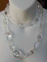 Long Clear Crystal/Glass/Plastic Graduating Necklace - £59.63 GBP