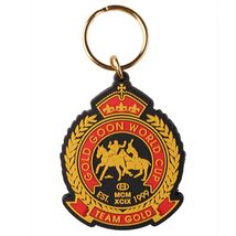 Gold Coppa Del Mondo Nero Squadra Crest Double Sided Gomma Portachiavi G... - $9.29 CAD