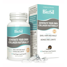 Natural Factors BioSil Hair, Skin, &amp; Nails Formula, 60 Small Vegan Liquid Caps - £28.85 GBP