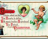 Cupid Painting Portrait Valentines Day Embossed 1910 Wessler DB Postcard... - $9.85