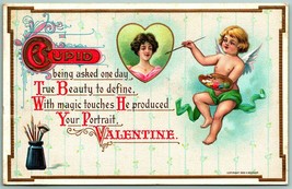 Cupid Painting Portrait Valentines Day Embossed 1910 Wessler DB Postcard... - $9.85