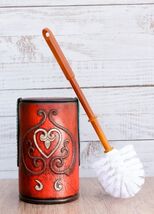 Western Cowgirl Red Love Heart Scrollwork Lace Toilet Brush Scrub And Ba... - €26,41 EUR