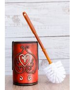 Western Cowgirl Red Love Heart Scrollwork Lace Toilet Brush Scrub And Ba... - $558.98 MXN