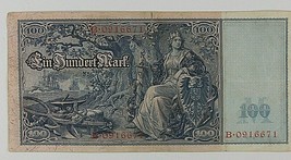 1908 Germania 100 Mark Nota // Banca Imperiale Tedesca // Kaiser Wilhelm I - £56.84 GBP