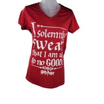 Harry Potter Womens Sz L Shirt Red Solemnly Swear That I Am Up To No Goo... - £7.46 GBP