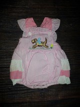 NEW Boutique Baby Girls Puppy Dog Pink Gingham Ruffle Romper Jumpsuit - £8.69 GBP
