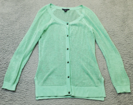 American Eagle Outfitters Cardigan Sweater Women XS Green Open Knit Button Front - £13.81 GBP