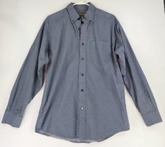 Ariat Shirt Mens Medium Blue Classic Western Cowboy Button Rodeo Up Dress Shirt - £30.96 GBP