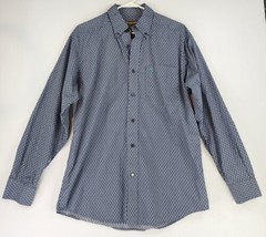 Ariat Shirt Mens Medium Blue Classic Western Cowboy Button Rodeo Up Dress Shirt - £29.60 GBP