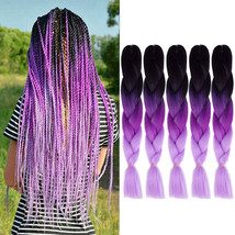Doren Jumbo Braids Synthetic Hair Extensions 5pcs, black-purple-pink - £20.77 GBP