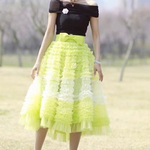 Yellow Midi Tiered Tulle Skirt Outfit Women Custom Plus Size Flare Tulle Skirt image 3