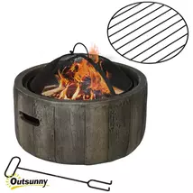 Outsunny Outdoor Fire Pit, 18 Inch Metal Wood Burning Fireplace with Spa... - $275.00
