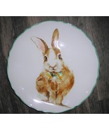 Grace&#39;s Teaware Polka Dot BUNNY-BOW TIE 10.5&quot; Dinner Plate Easter Rabbit - £14.30 GBP
