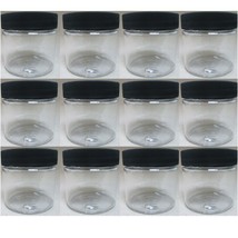 12 Pet Plastic 2 Oz Empty Clear Containers Cosmetic Jar Cap Creams Makeu... - £32.98 GBP