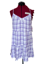 ABOUND Tiered Dress Purple White Adjustable Straps Size Small Vintage Plaid - £14.71 GBP