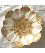 Antique Worcester Saucer Bone China Gold Floral Design Scallop Edge Ribb... - $16.82