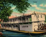 Leota Paddleboat Riverboat Unp Lino Cartolina B4 - $4.04