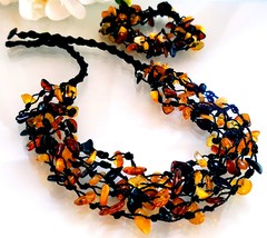 Natural Baltic Amber Necklace and Bracelet / Women / Amber Jewelry Set  - £38.31 GBP