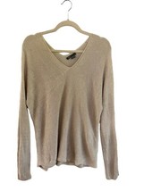 VINCE Womens Pullover Sweater 100% Linen Knit V-Neck Beige Natural Sz M - £22.24 GBP