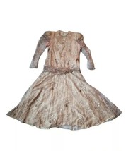 Vintage 80s Rina diMontella edwardian Sequined Beaded Lace Drop Waist Dr... - $153.45