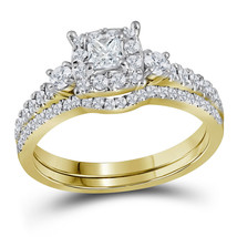 14k Yellow Gold Princess Diamond Bridal Wedding Engagement Ring Band Set 7/8 Ctw - £1,118.29 GBP