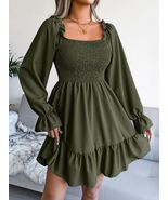 Smocked Flounce Sleeve Square Neck Dress - €30,53 EUR