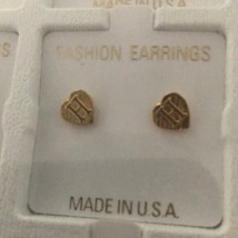 H Initial Heart Shape 14 KT Gold Overlay Pair Earrings   NEW - £9.79 GBP