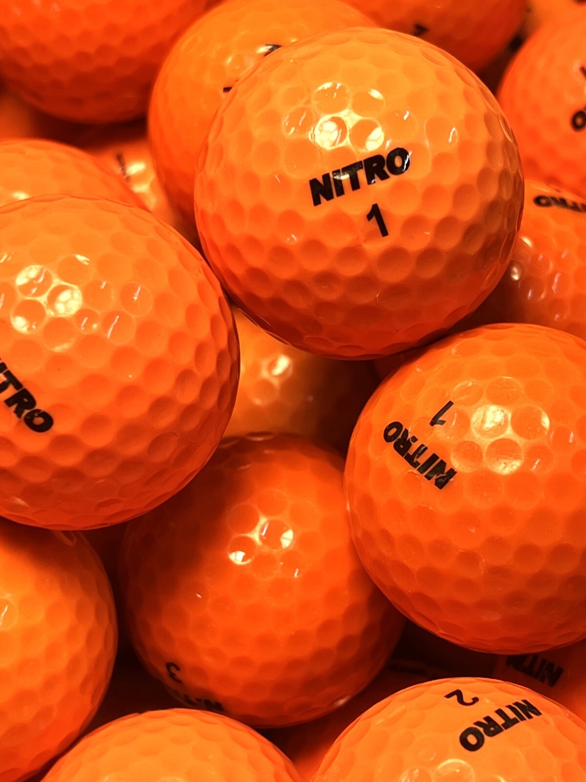 50 Orange Nitro Near Mint AAAA Used Golf Balls - £31.07 GBP