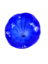 Hand Blown Ruffle Colbalt Light Blue White Swirls Art Glass Vase  - £16.89 GBP