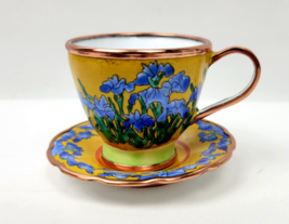 Charlotte di Vita Miniature Cup and Saucer Blue Iris Hand Painted Numbered - $22.97