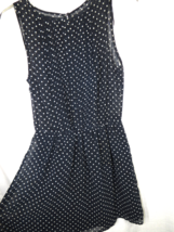 Zara Trafaluc Navy White Polka Dot Pleat Front Sleeveless Dress Size Small - $29.99