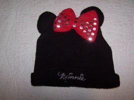 DISNEY Minnie Mouse Toddler Girl Black Knit Hat - £8.64 GBP
