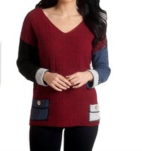 French Kyss boucle reversible v-neck top in WineCombo - size S - £42.37 GBP