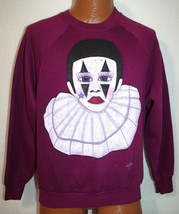 Vintage 80s JERZEES Creepy Clown Graphic Purple 50/50 Raglan SWEATSHIRT L - $925.16 MXN