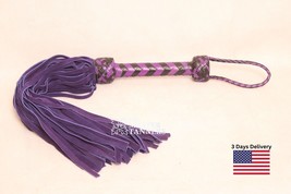 Real Cowhide Suede Leather Flogger 100 Falls Purple Heavy Duty Thuddy Whip - £22.41 GBP