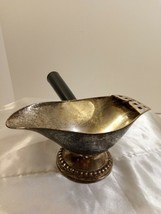 Vintage Silverplated Footed Saucer/Gravy Boat with Server Strainer &amp; Handle - £27.25 GBP
