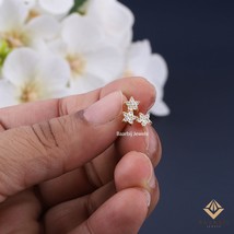 Skylar Natural Diamond Stud, 14K Solid Gold Piercing, 10K Gold Cluster E... - $3,850.45 MXN
