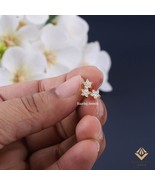 Skylar Natural Diamond Stud, 14K Solid Gold Piercing, 10K Gold Cluster E... - $200.00