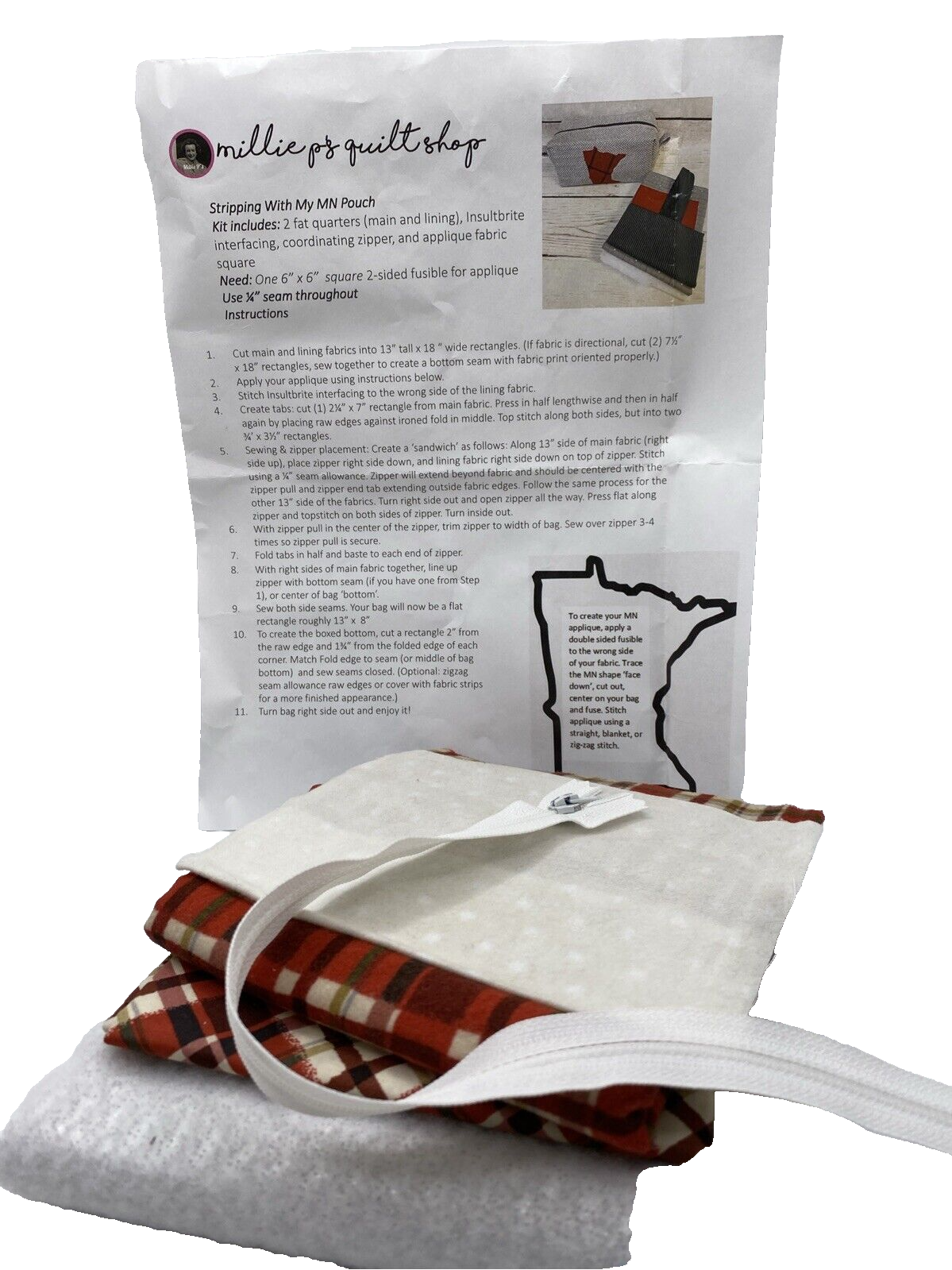Millie P&#39;s Quilt Shop Stripping w/ My MN Pouch Sewing Kit NEW - $14.24