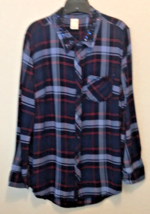 Terra &amp; Sky Women’s Plaid Blouse with Sequined Collar Size 0X (14W) - £14.05 GBP